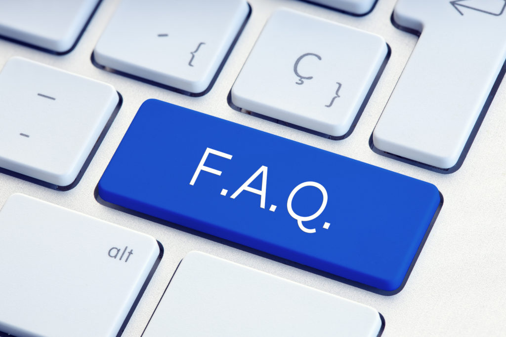 FAQ Word on blue computer Keyboard Key
